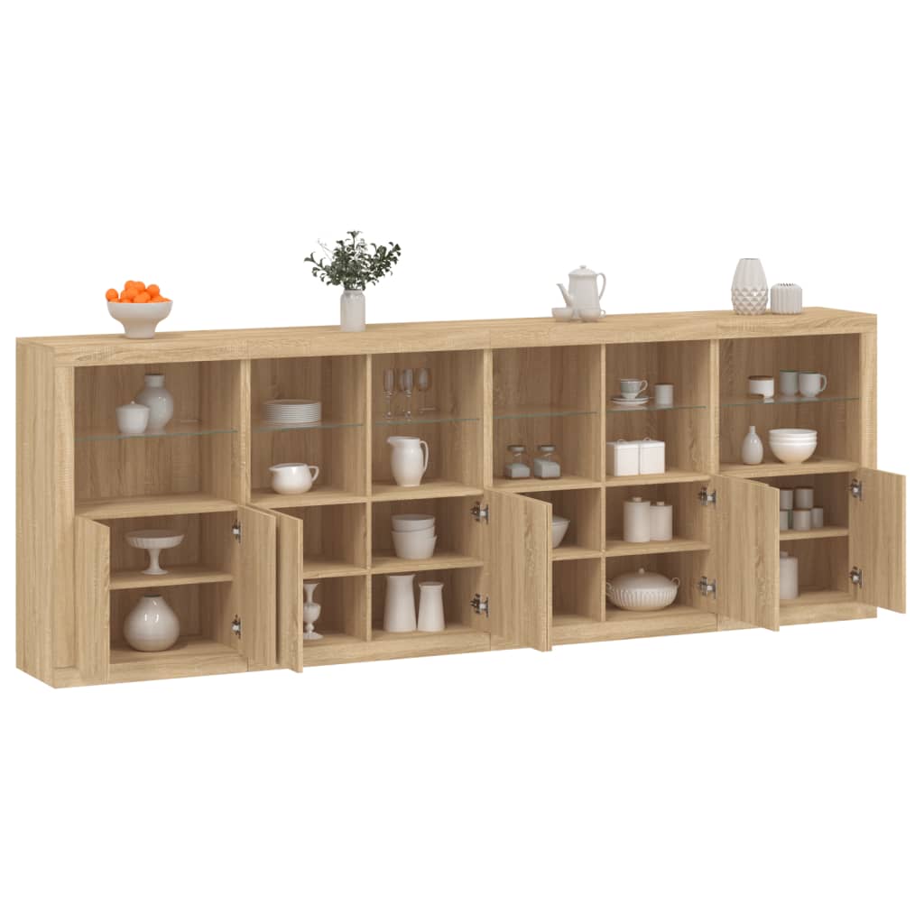 vidaXL Sideboard with LED Lights Sonoma Oak 283x37x100 cm