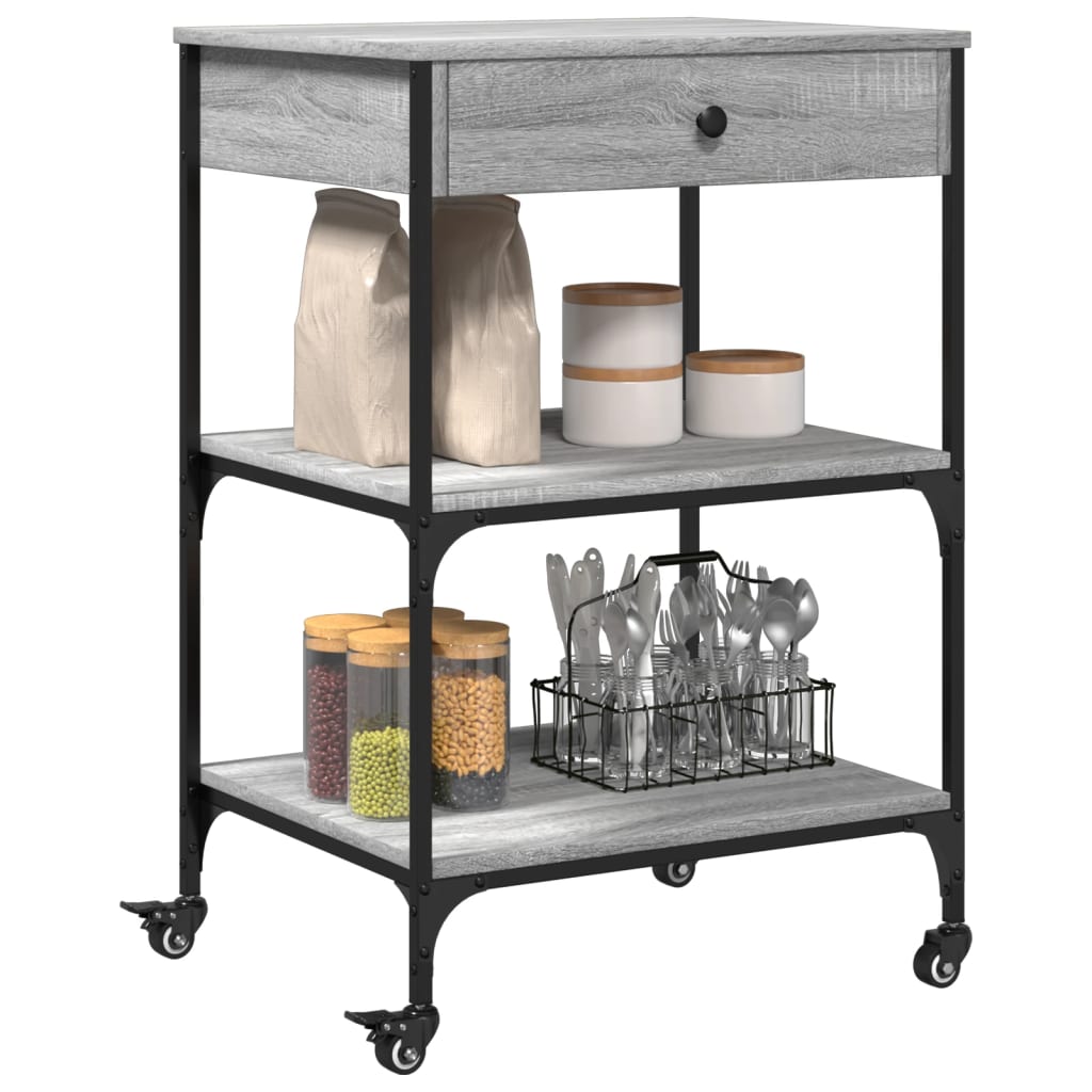 vidaXL Kitchen Trolley Grey Sonoma 60x48x89.5 cm Engineered Wood