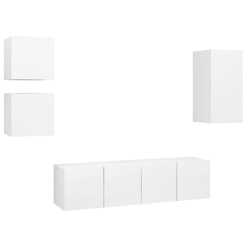 vidaXL 5 Piece TV Cabinet Set White Engineered Wood