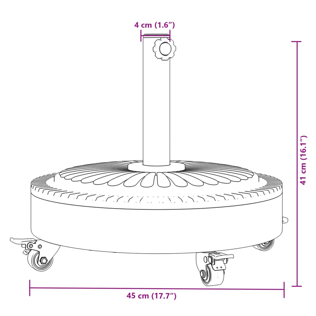 vidaXL Parasol Base with Wheels for Ø38 / 48 mm Poles 27 kg Round