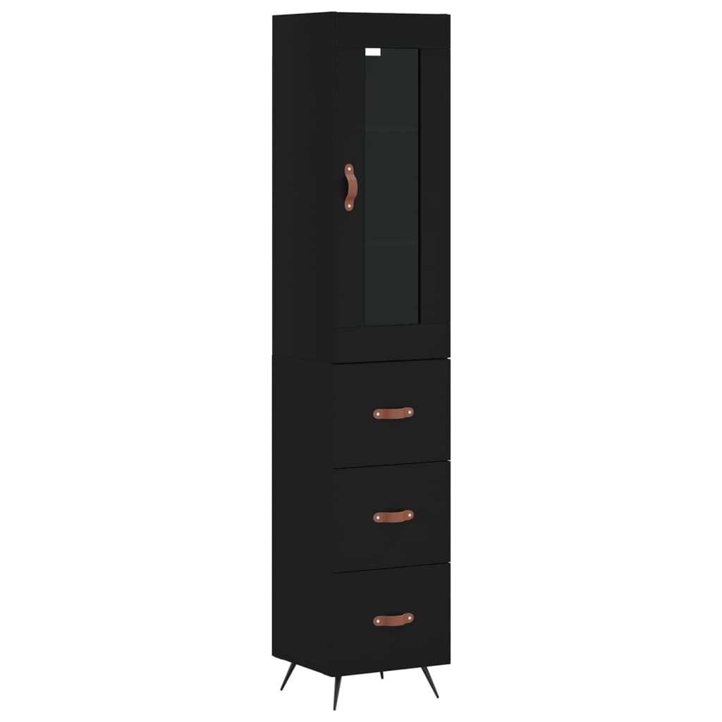 vidaXL Highboard Black 34.5x34x180 cm Engineered Wood