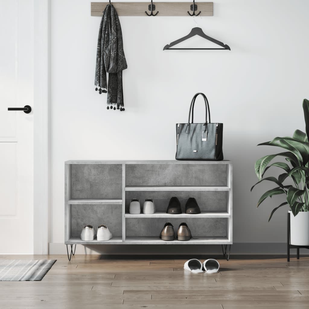 vidaXL Shoe Cabinet Concrete Grey 102x36x60 cm Engineered Wood