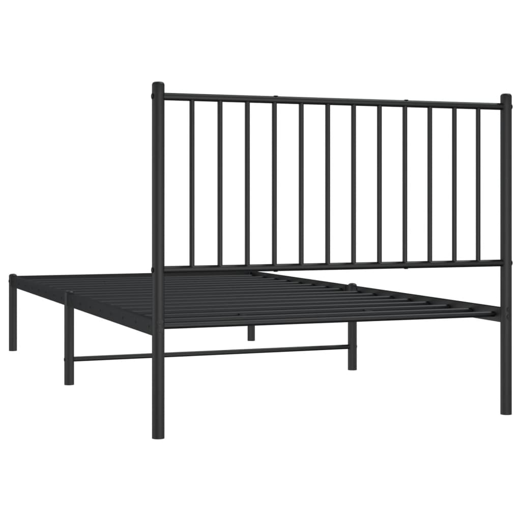 vidaXL Metal Bed Frame without Mattress with Headboard Black 100x200 cm