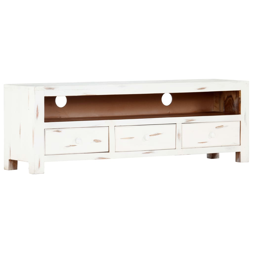 vidaXL TV Cabinet White 120x30x40 cm Solid Acacia Wood