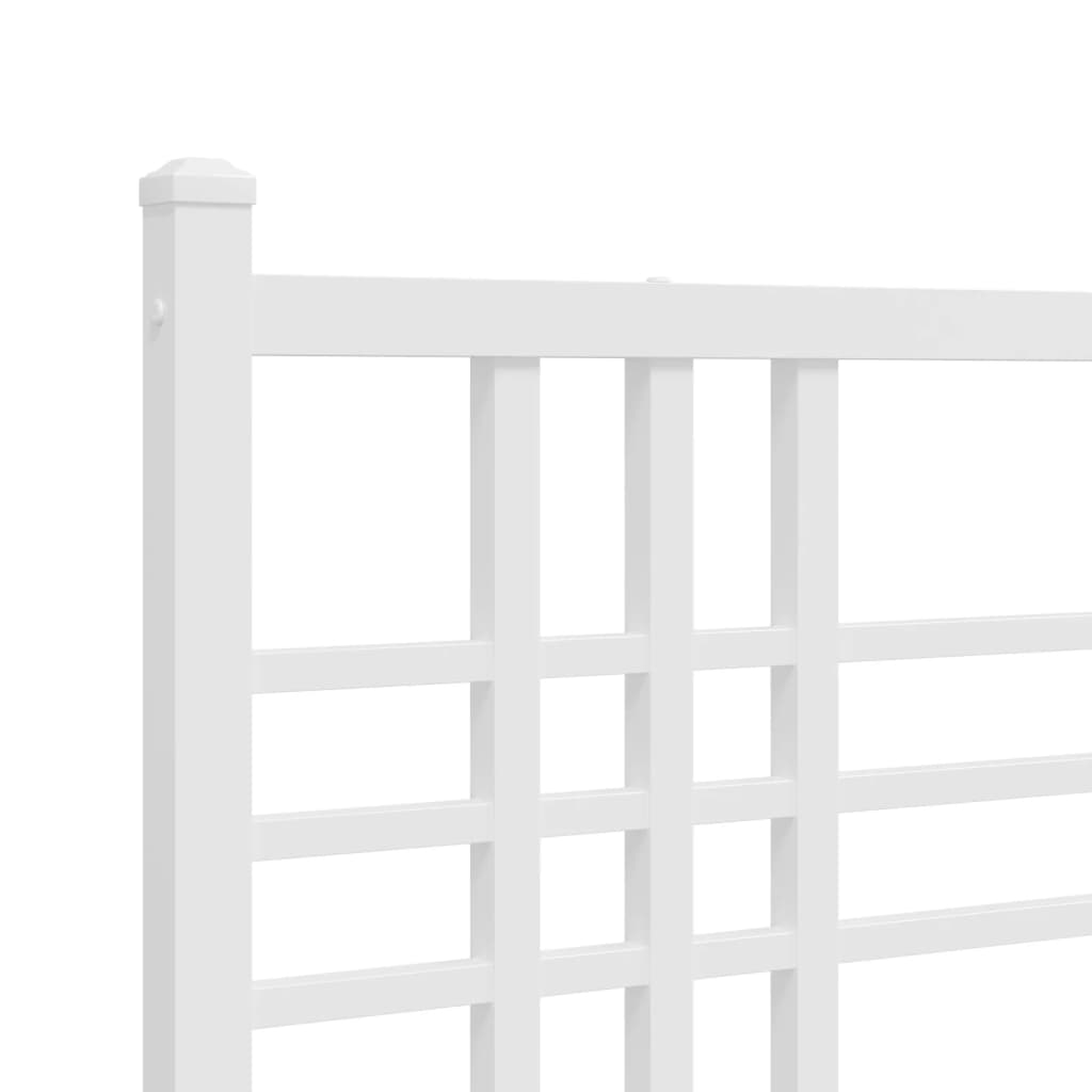 vidaXL Metal Bed Frame without Mattress with Footboard White 140x190 cm