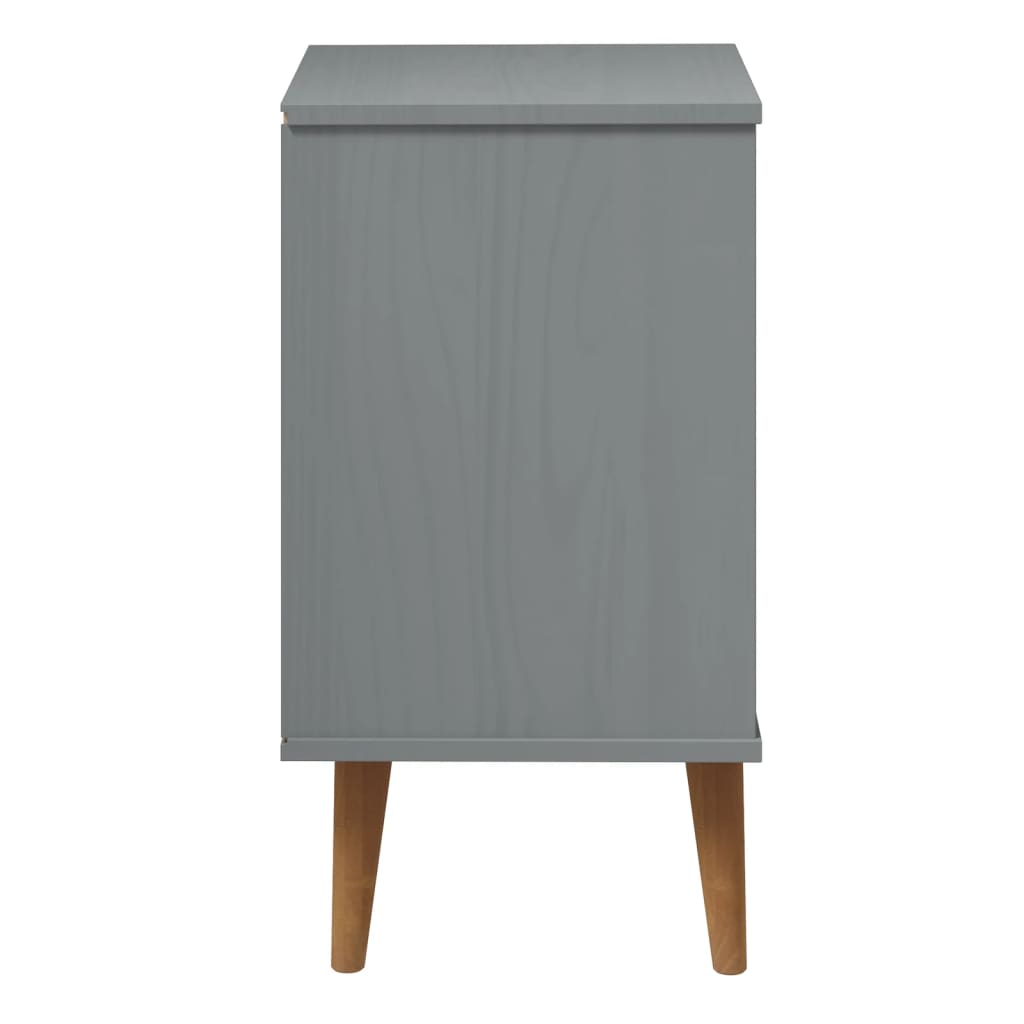 vidaXL Bedside Cabinet MOLDE Grey 40x35x65 cm Solid Wood Pine