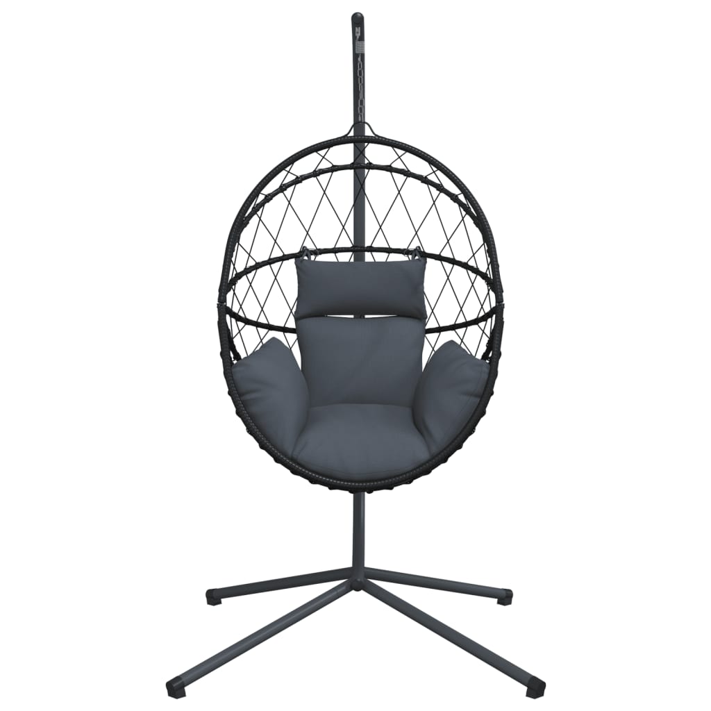 vidaXL Hanging Egg Chair with Stand Anthracite Rattan and Steel