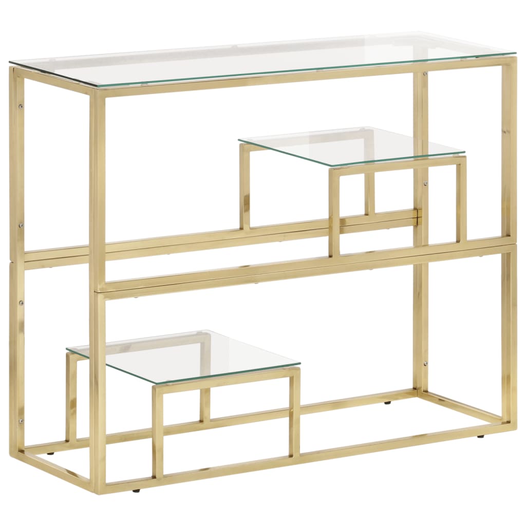 vidaXL Console Table Gold Stainless Steel and Tempered Glass