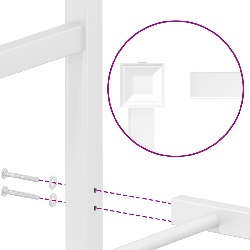 vidaXL Metal Bed Frame without Mattress with Headboard White 193x203 cm