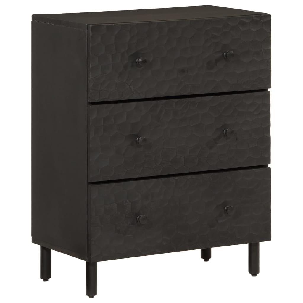 vidaXL Side Cabinet Black 60x33x75 cm Solid Wood Mango