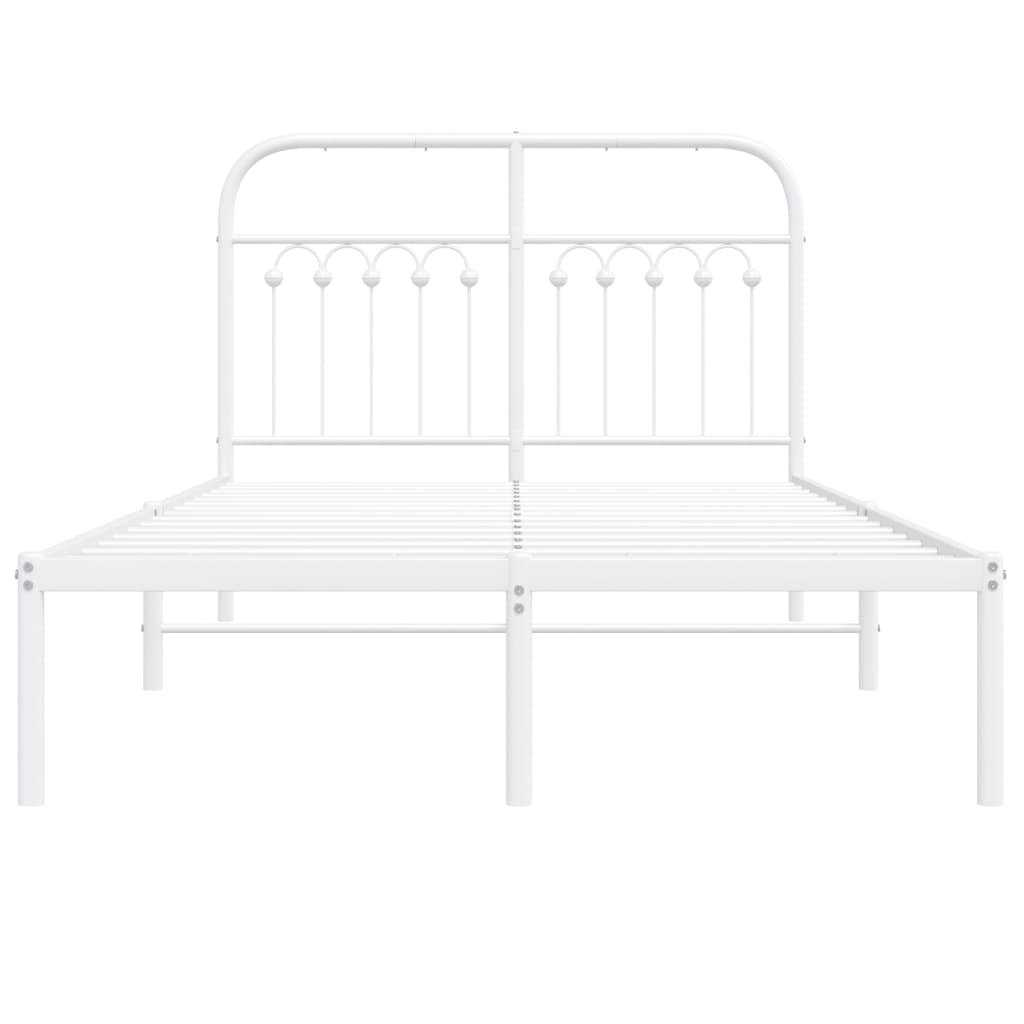 vidaXL Metal Bed Frame without Mattress with Headboard White 120x190 cm Small Double