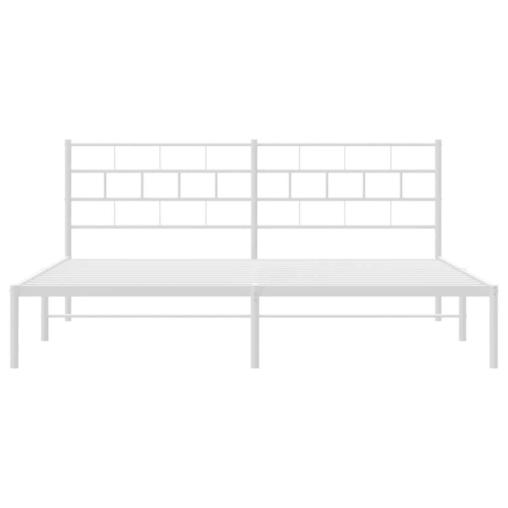 vidaXL Metal Bed Frame without Mattress with Headboard White 193x203 cm