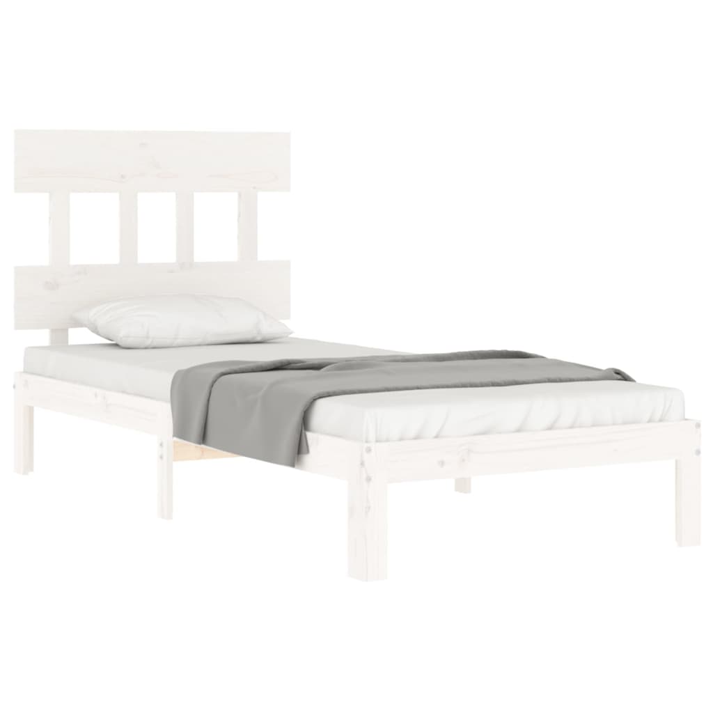 vidaXL Bed Frame without Mattress White Single Solid Wood Pine