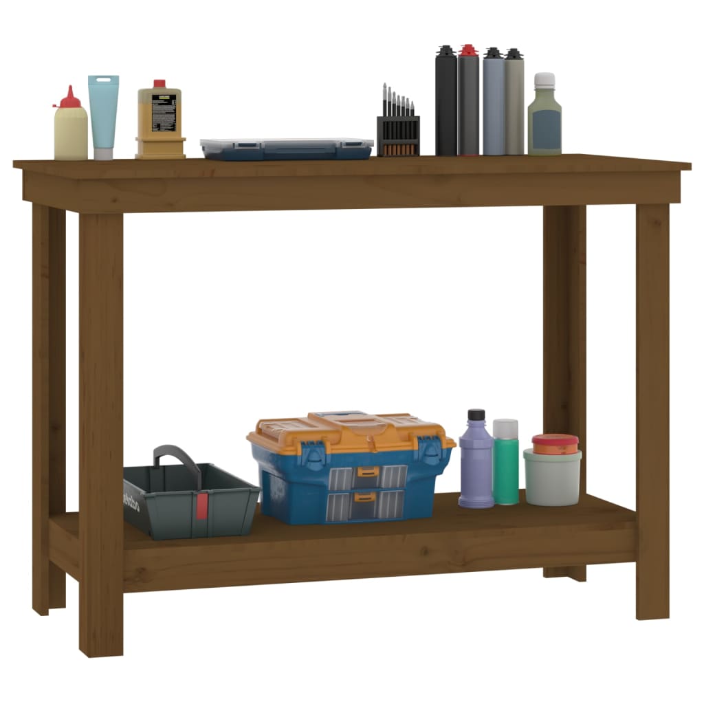 vidaXL Work Bench Honey Brown 110x50x80 cm Solid Wood Pine