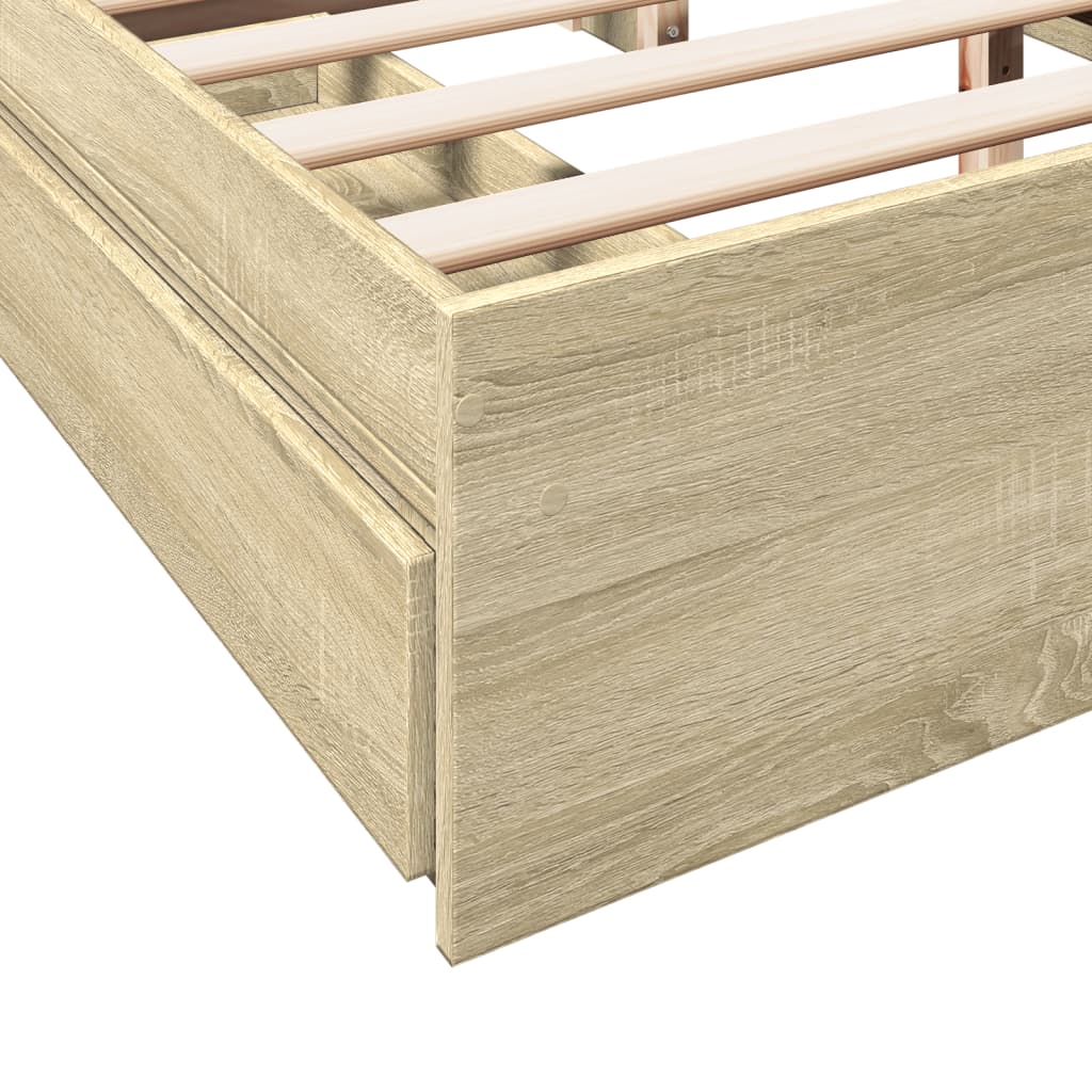 vidaXL Bed Frame with Drawers without Mattress Sonoma Oak 150x200 cm King Size