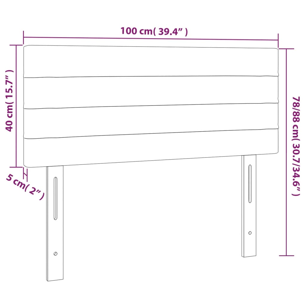 vidaXL Headboard Light Grey 100x5x78/88 cm Fabric