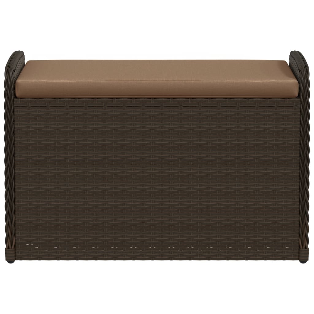 vidaXL Storage Bench with Cushion Brown 80x51x52 cm Poly Rattan