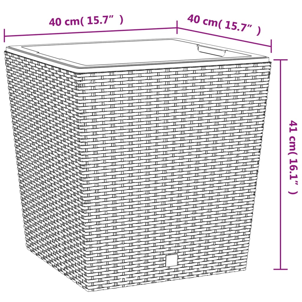 vidaXL Planter with Removable Inner Anthracite 37 / 64 L PP Rattan