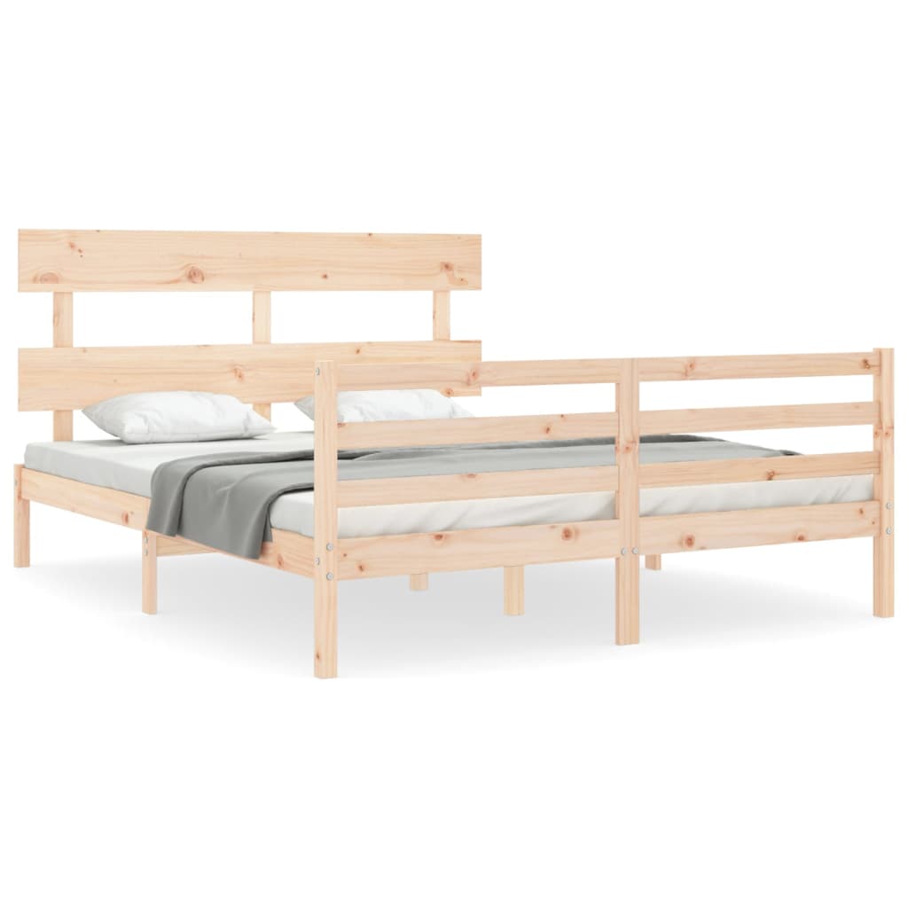 vidaXL Bed Frame without Mattress King Size Solid Wood