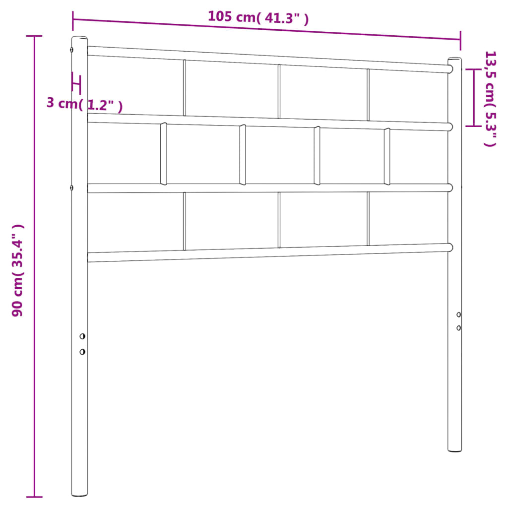 vidaXL Metal Headboard White 100 cm