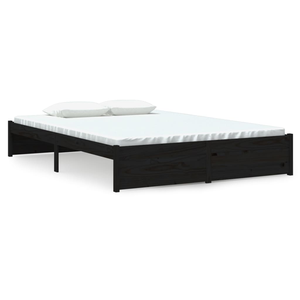 vidaXL Bed Frame without Mattress Black Solid Wood 140x200 cm