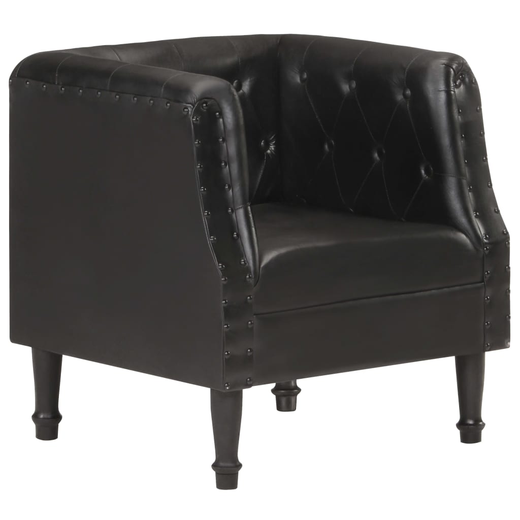 vidaXL Armchair Black Real Leather