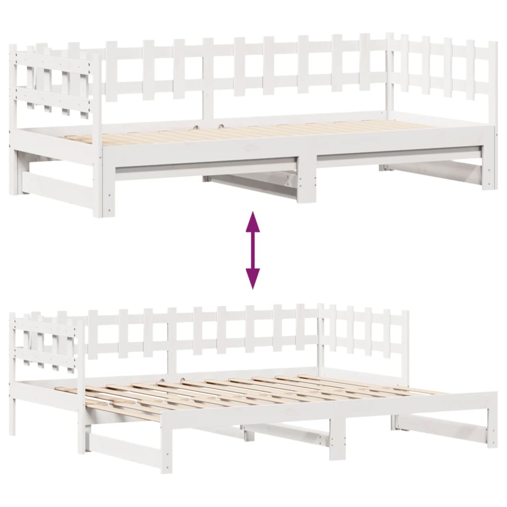 vidaXL Daybed with Trundle and Drawers without Mattress White 80x200 cm