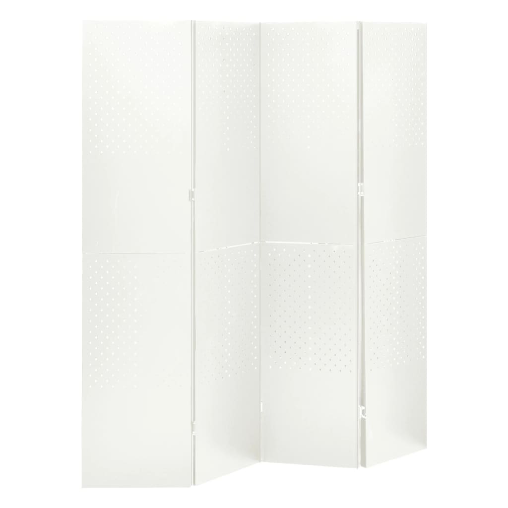 vidaXL 4-Panel Room Dividers 2 pcs White 160x180 cm Steel