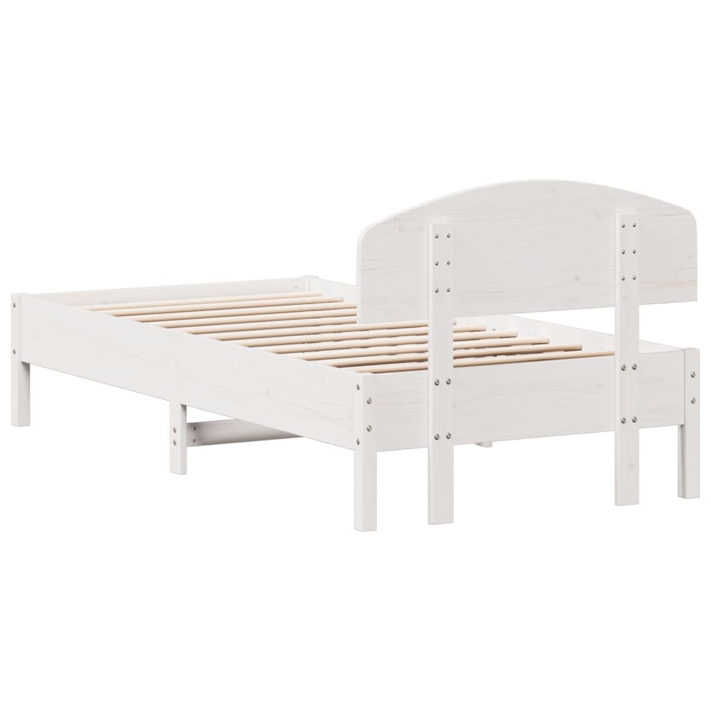 vidaXL Bed Frame without Mattress White 75x190 cm Small Single Solid Wood Pine