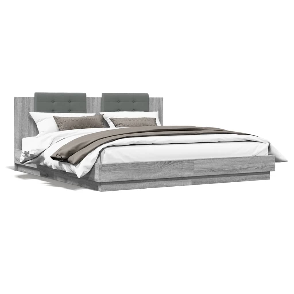 vidaXL Bed Frame without Mattress Grey Sonoma 160x200 cm