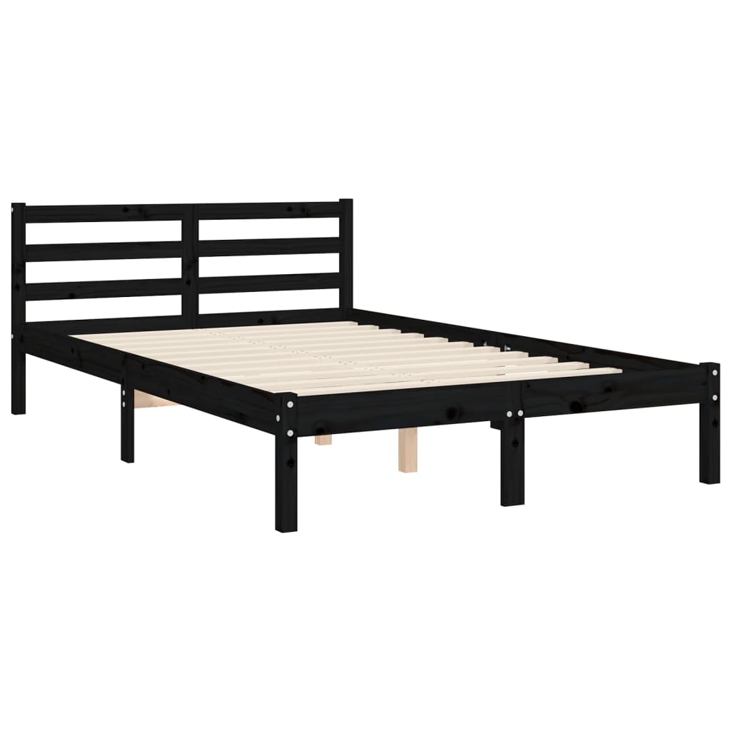 vidaXL Bed Frame without Mattress Black 120x200 cm Solid Wood