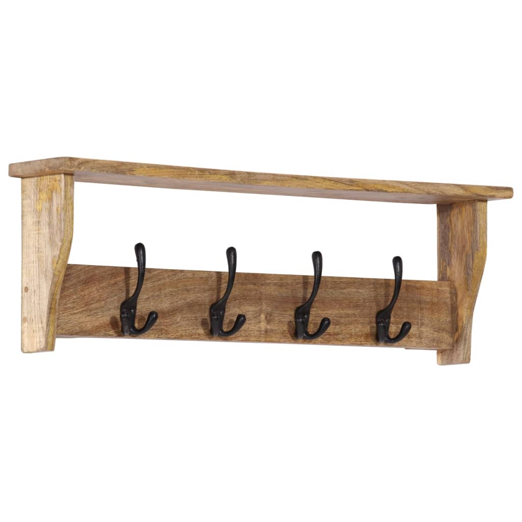 vidaXL Wall-mounted Coat Rack with 4 Hooks Solid Wood Mango