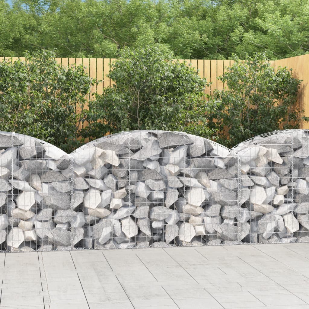 vidaXL Arched Gabion Basket 150x50x80/100 cm Galvanised Iron