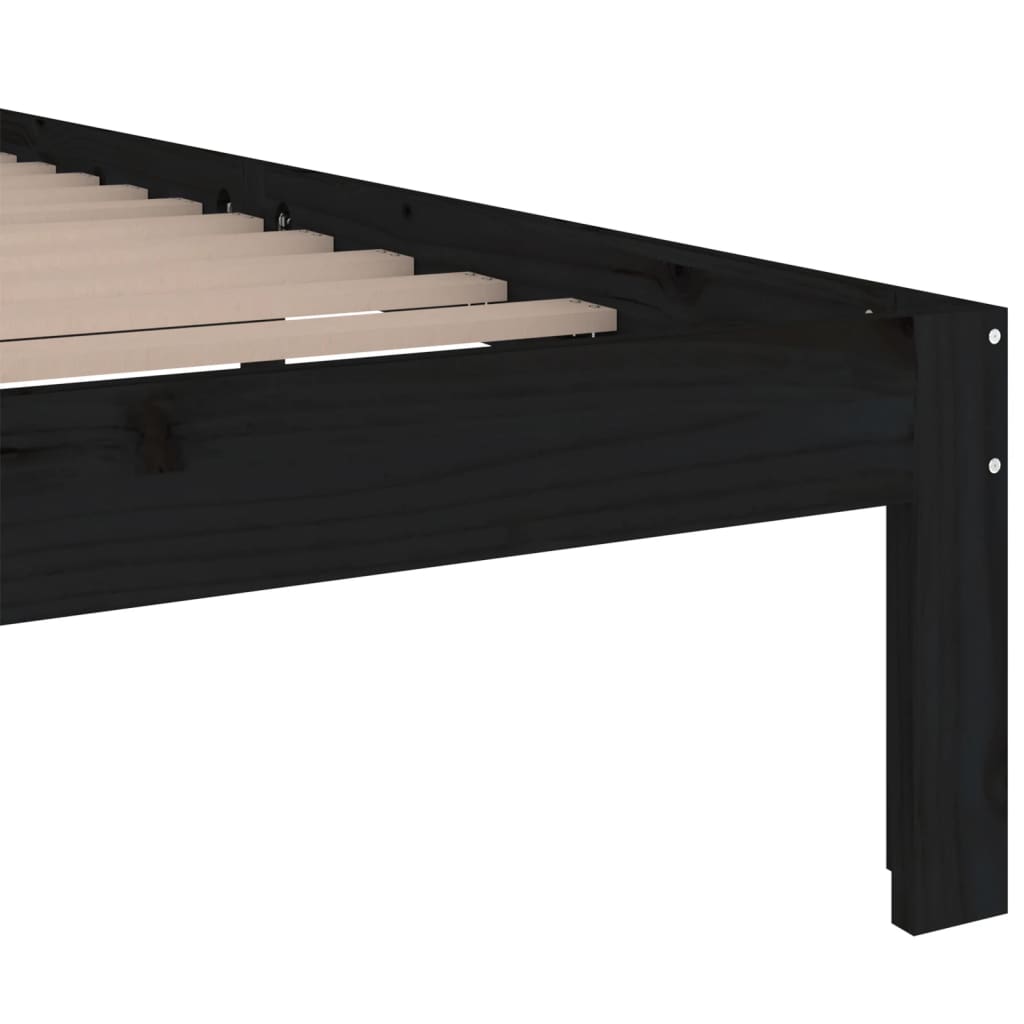 vidaXL Bed Frame without Mattress Black Solid Wood 200x200 cm