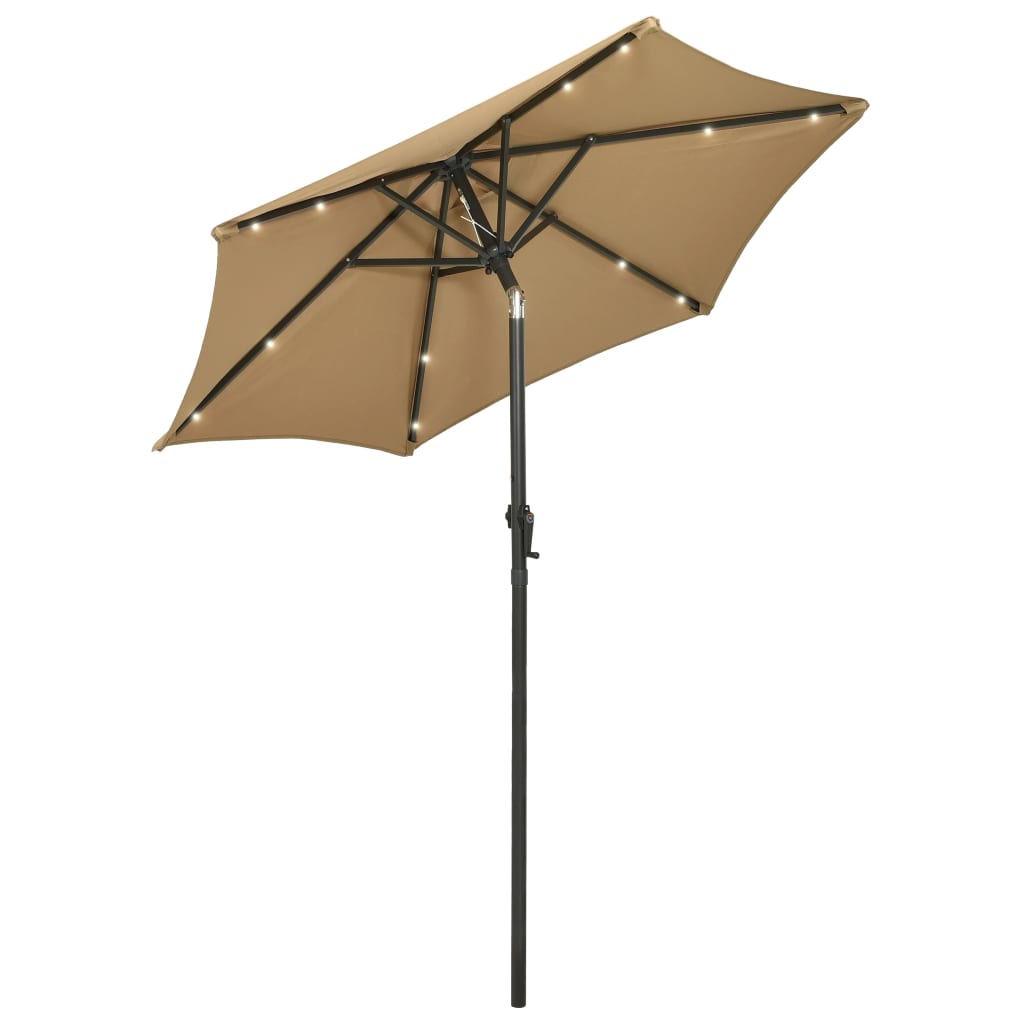 vidaXL Garden Parasol with LED Lights Taupe 200x211 cm Aluminium