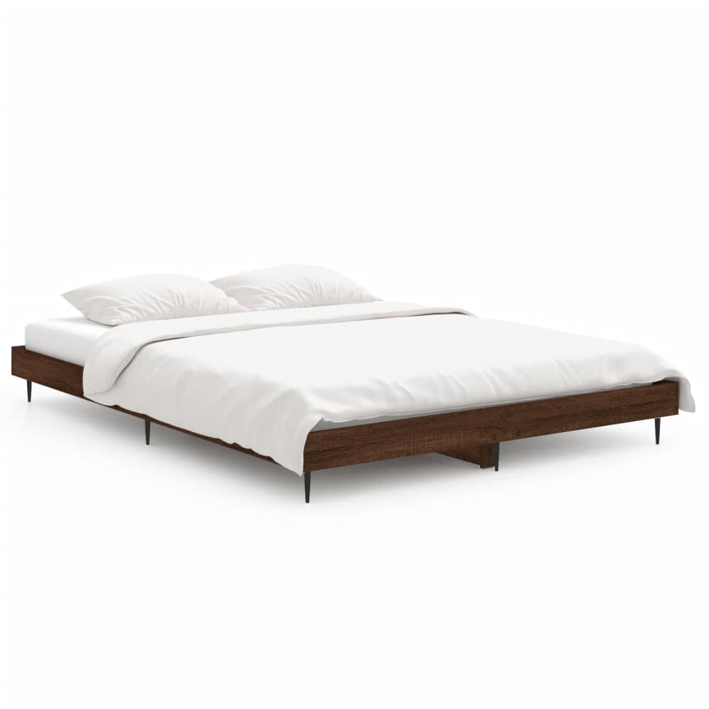 vidaXL Bed Frame without Mattress Brown Oak 135x190 cm Double Engineered Wood