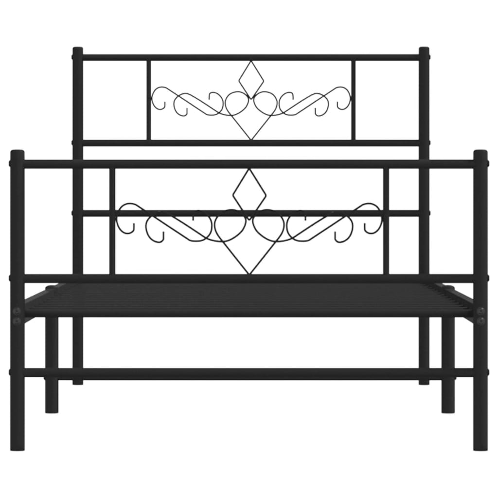 vidaXL Metal Bed Frame without Mattress with Footboard Black 80x200 cm