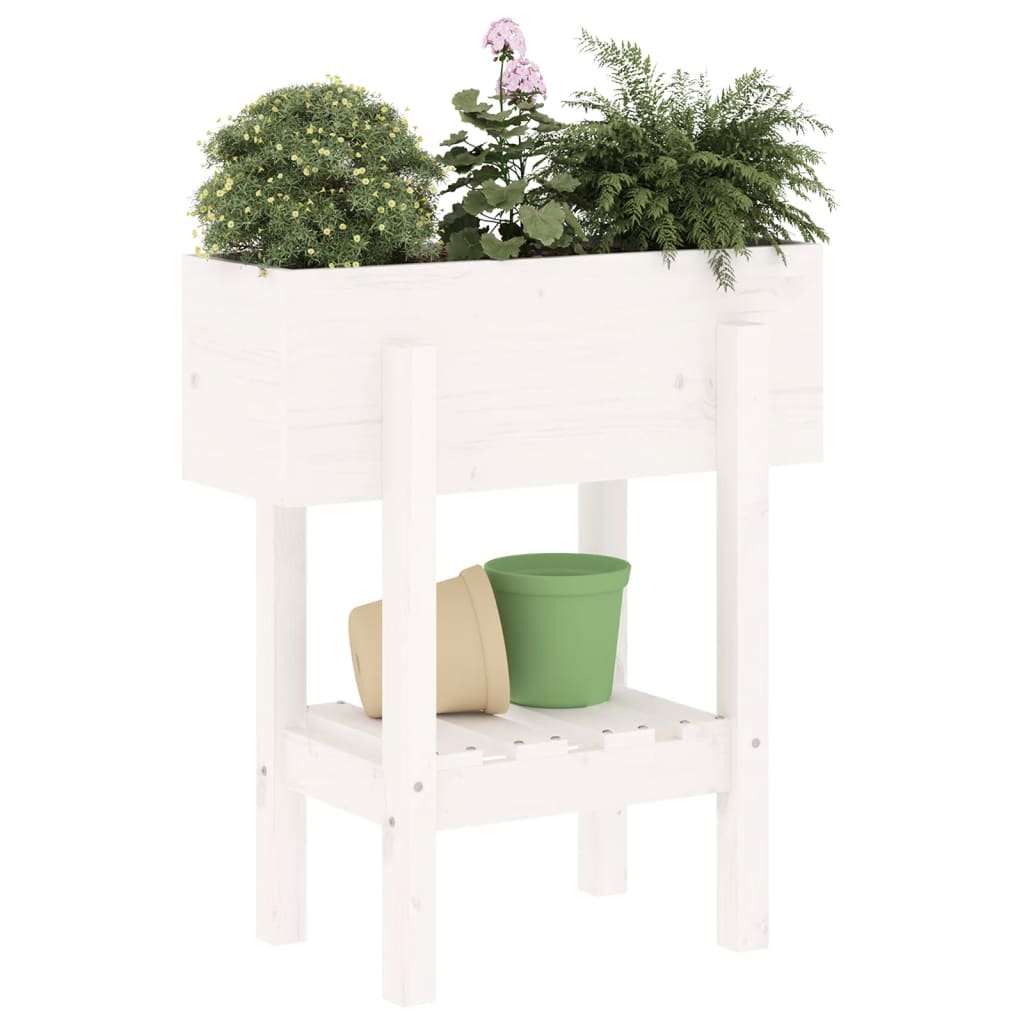 vidaXL Garden Planter White 62x30x69 cm Solid Wood Pine