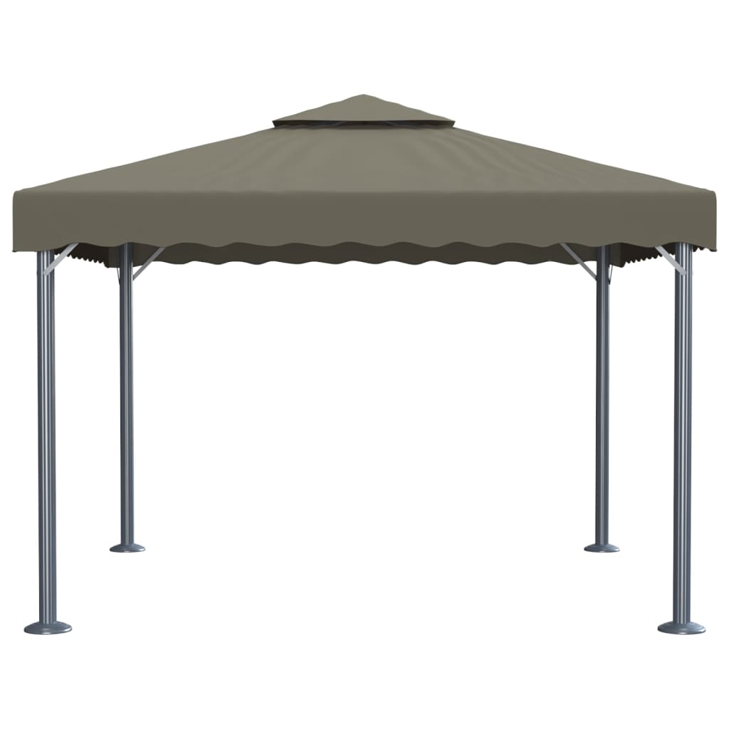 vidaXL Gazebo with LED String Lights 300x300 cm Taupe Aluminium