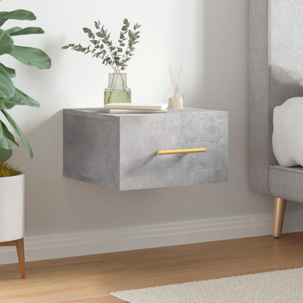 vidaXL Wall-mounted Bedside Cabinet Concrete Grey 35x35x20 cm