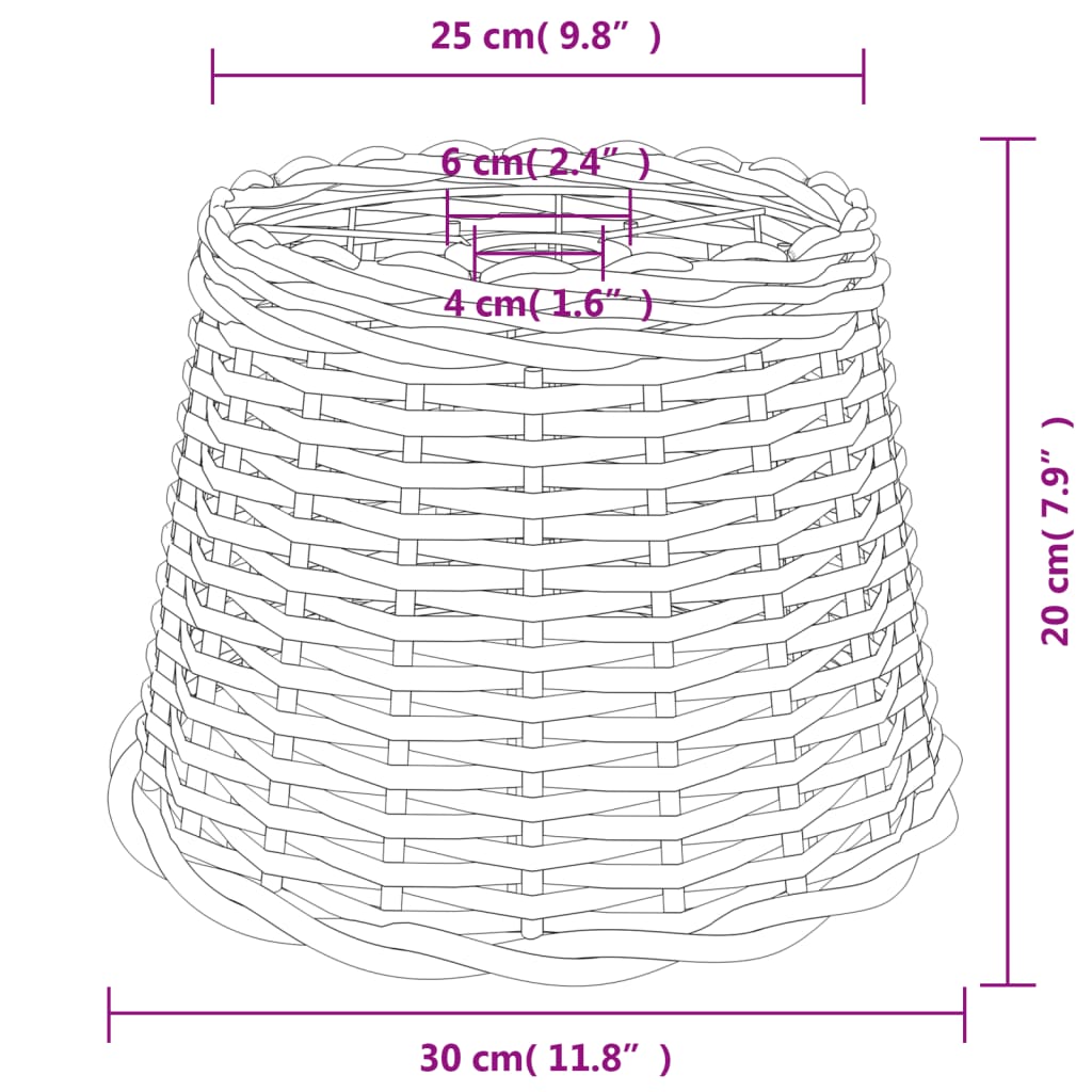 vidaXL Ceiling Lamp Shade White Ø30x20 cm Wicker