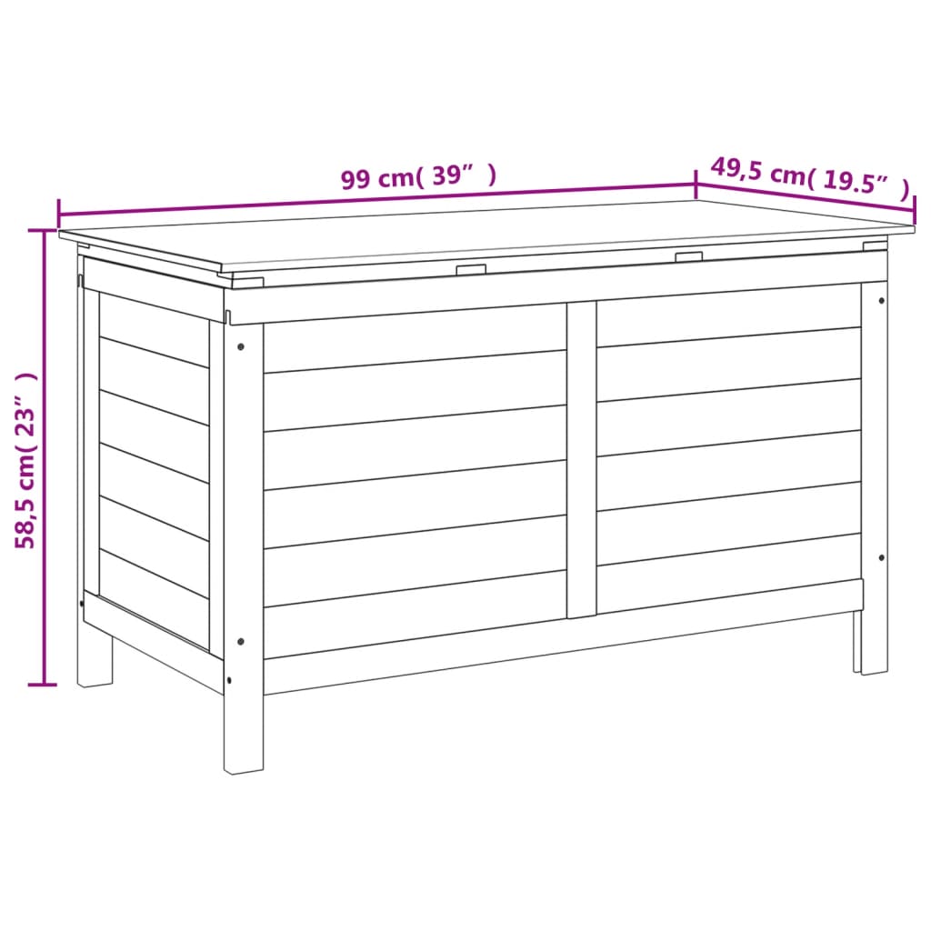 vidaXL Garden Storage Box Anthracite 99x49.5x58.5 cm Solid Wood Fir