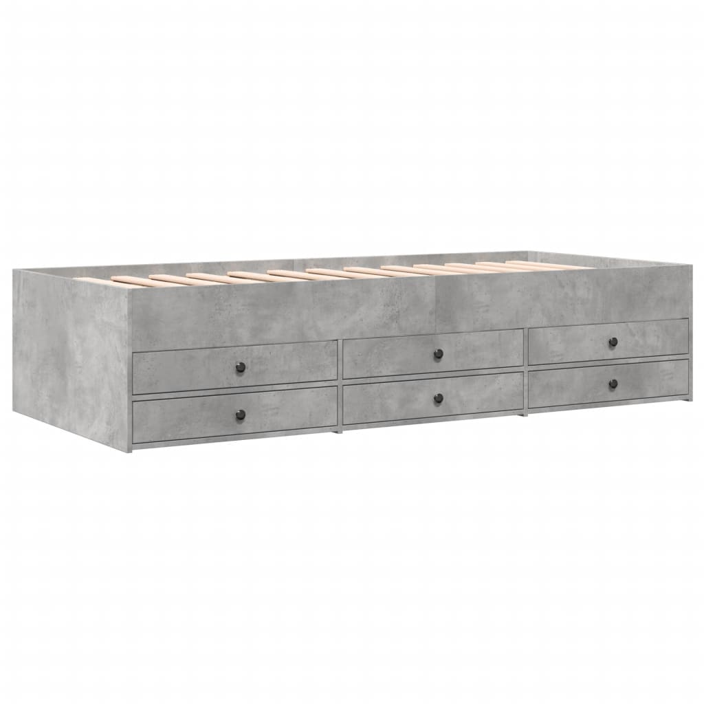 vidaXL Daybed with Drawers without Mattress Concrete Grey 75x190 cm Small Single