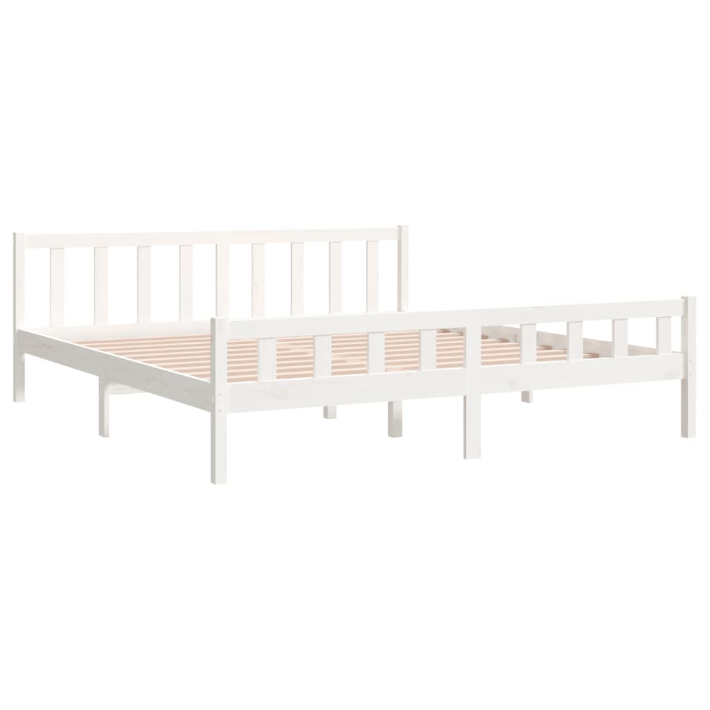 vidaXL Bed Frame without Mattress White Solid Wood Super King