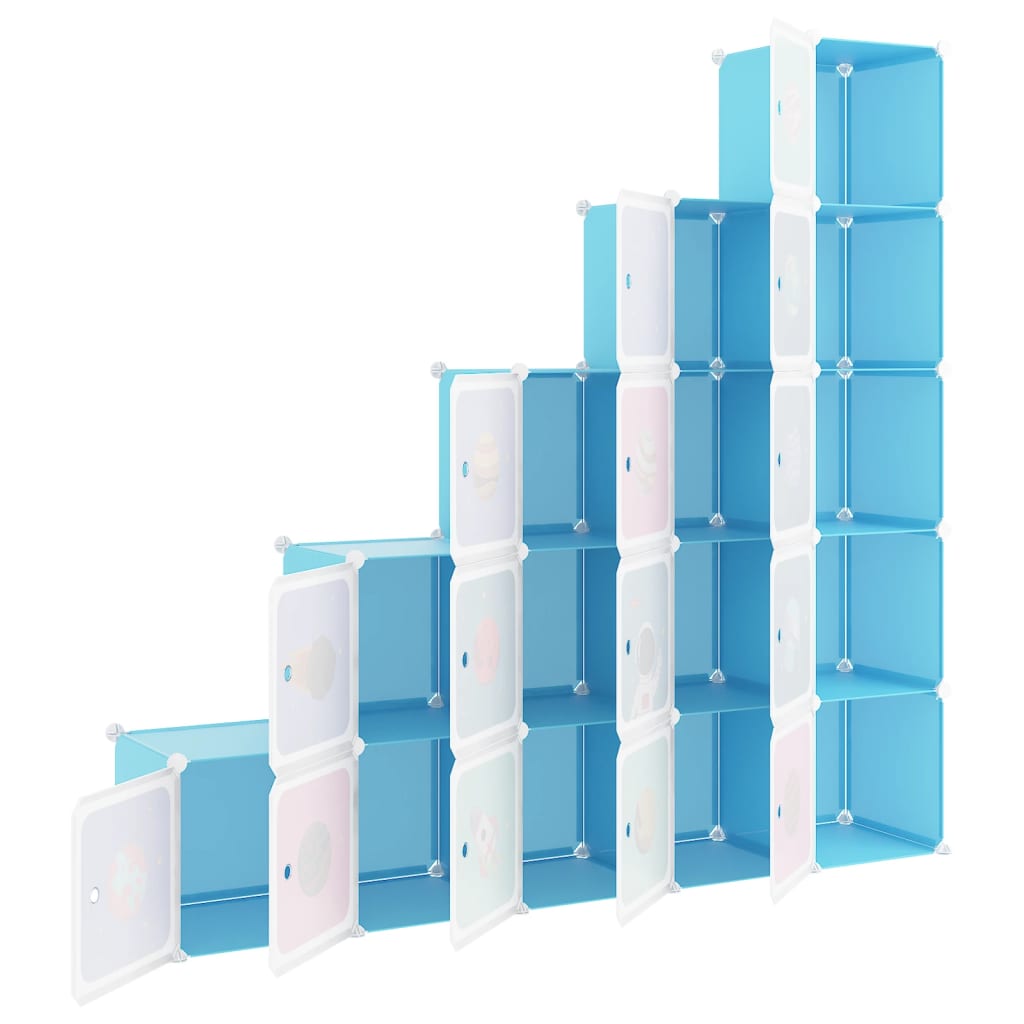 vidaXL Cube Storage Cabinet for Kids with 15 Cubes Blue PP