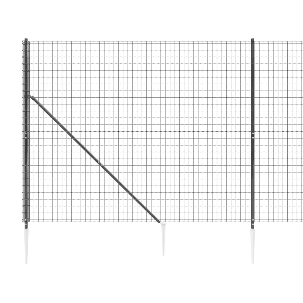 vidaXL Wire Mesh Fence with Spike Anchors Anthracite 1.6x25 m