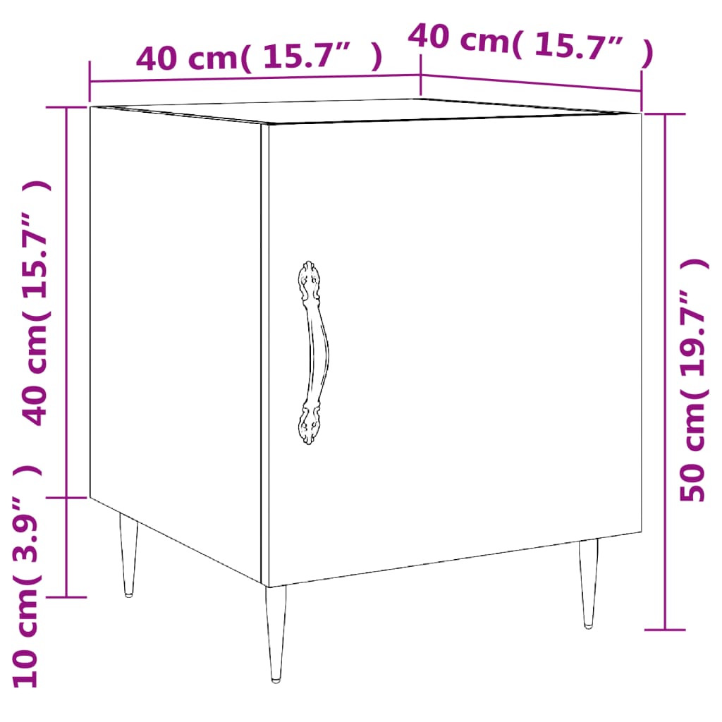 vidaXL Bedside Cabinets 2 pcs High Gloss White 40x40x50 cm Engineered Wood