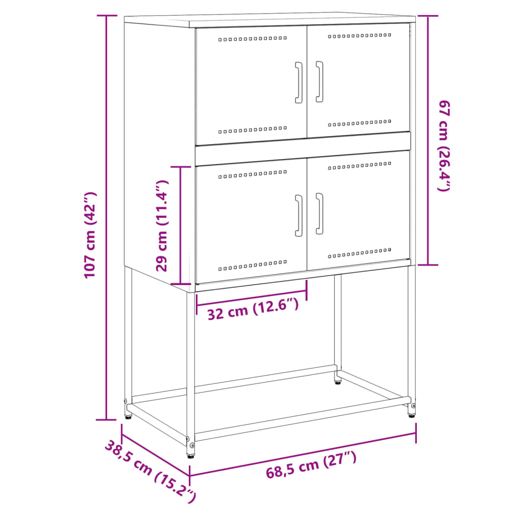 vidaXL Sideboard White 68.5x38.5x107 cm Steel