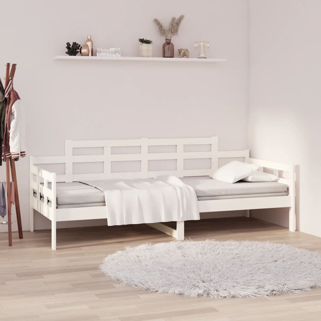 vidaXL Day Bed without Mattress White Solid Wood Pine 90x200 cm