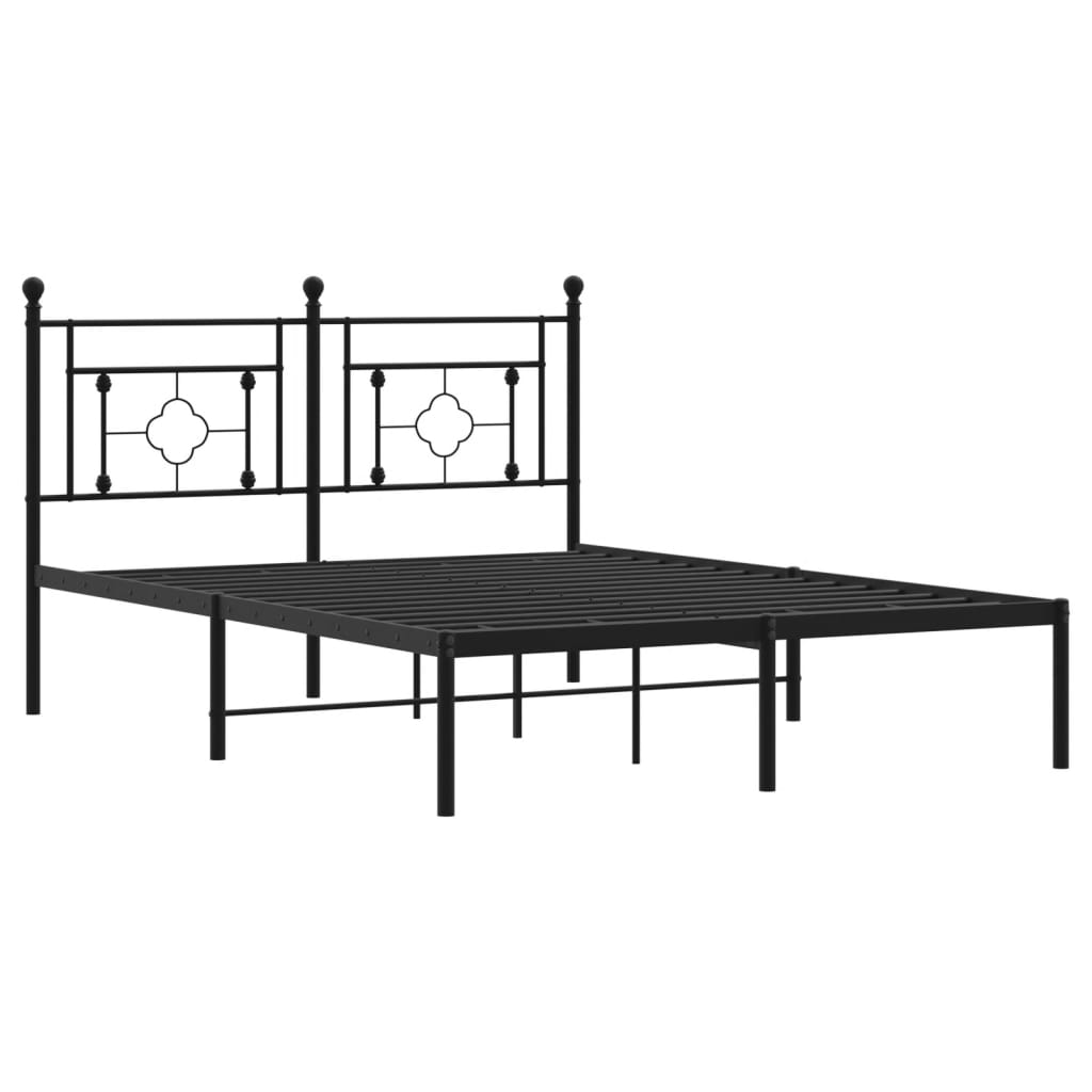 vidaXL Metal Bed Frame without Mattress with Headboard Black 140x190 cm